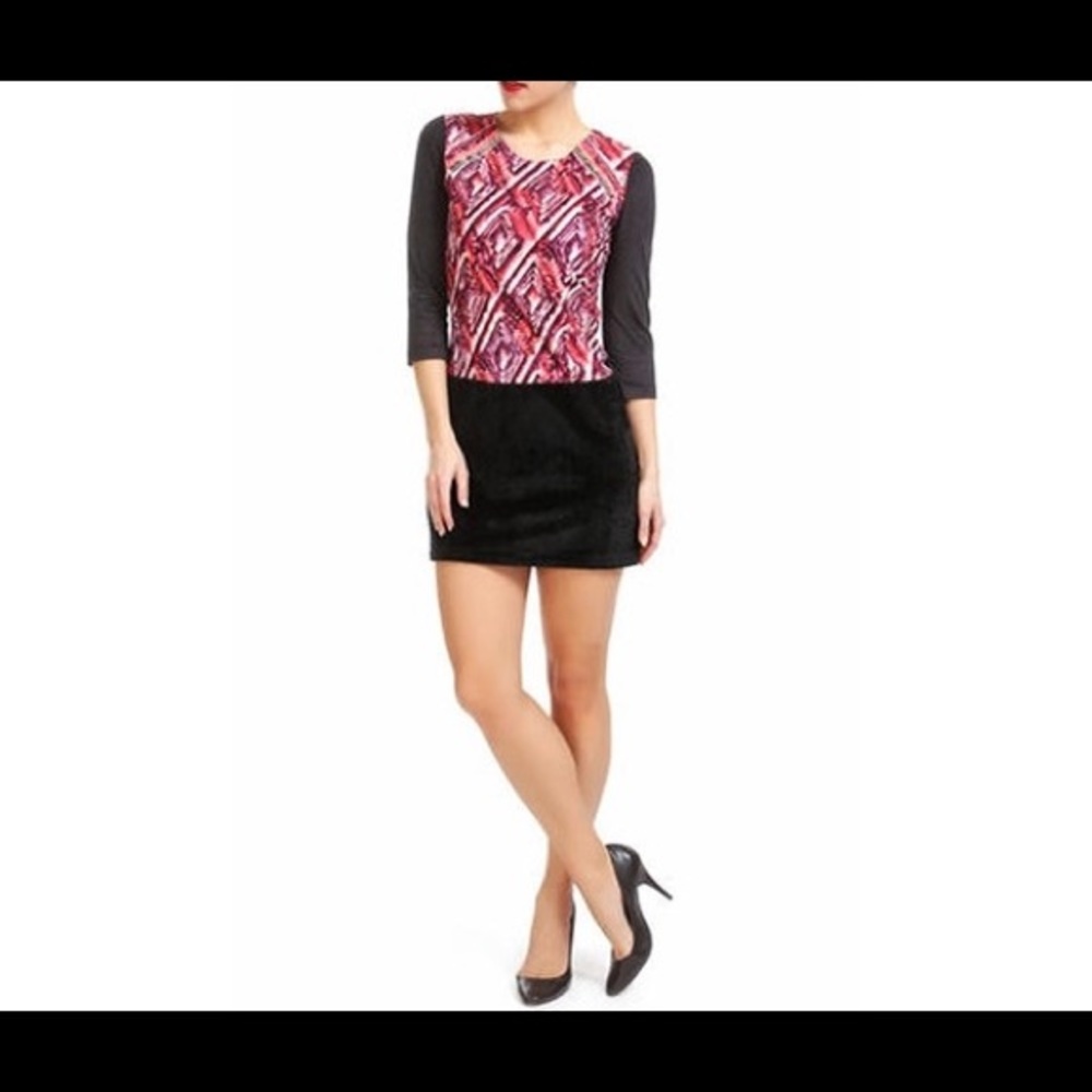 Vtg Custo Barcelona Faux Snakeskin mixed media mini dress 4 art to wear Y2K